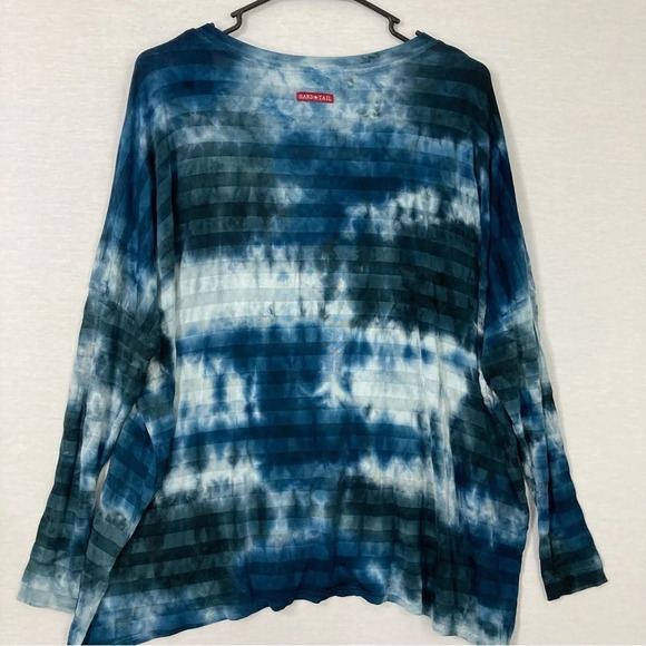 Hard Tail Blue Tie Dye Stretch Ultra Soft Relaxed Fit Top Small - Picture 9 of 10